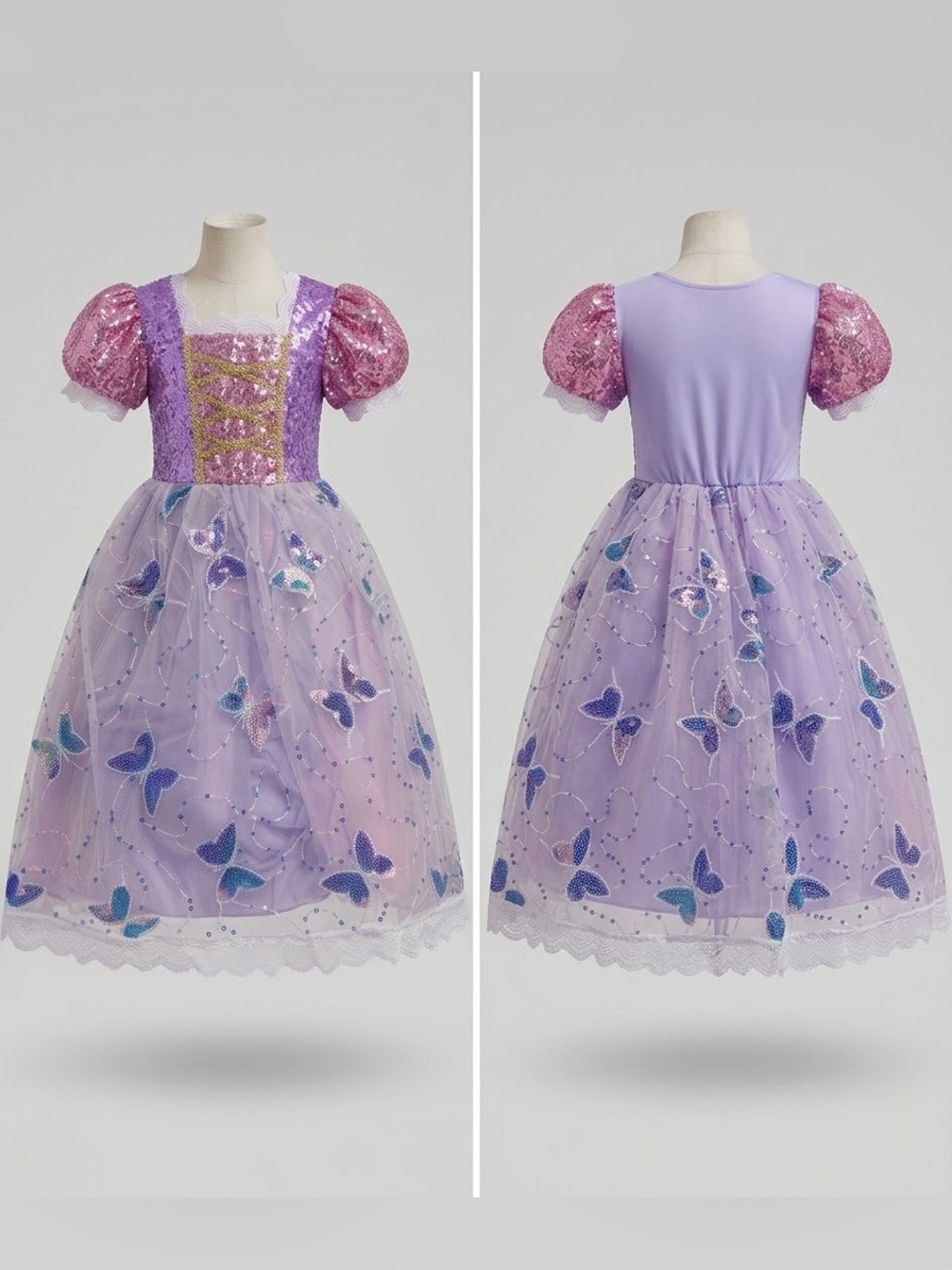 Rapunzel Inspired Princess Costume Dress Sequin Butterfly Toddler Halloween